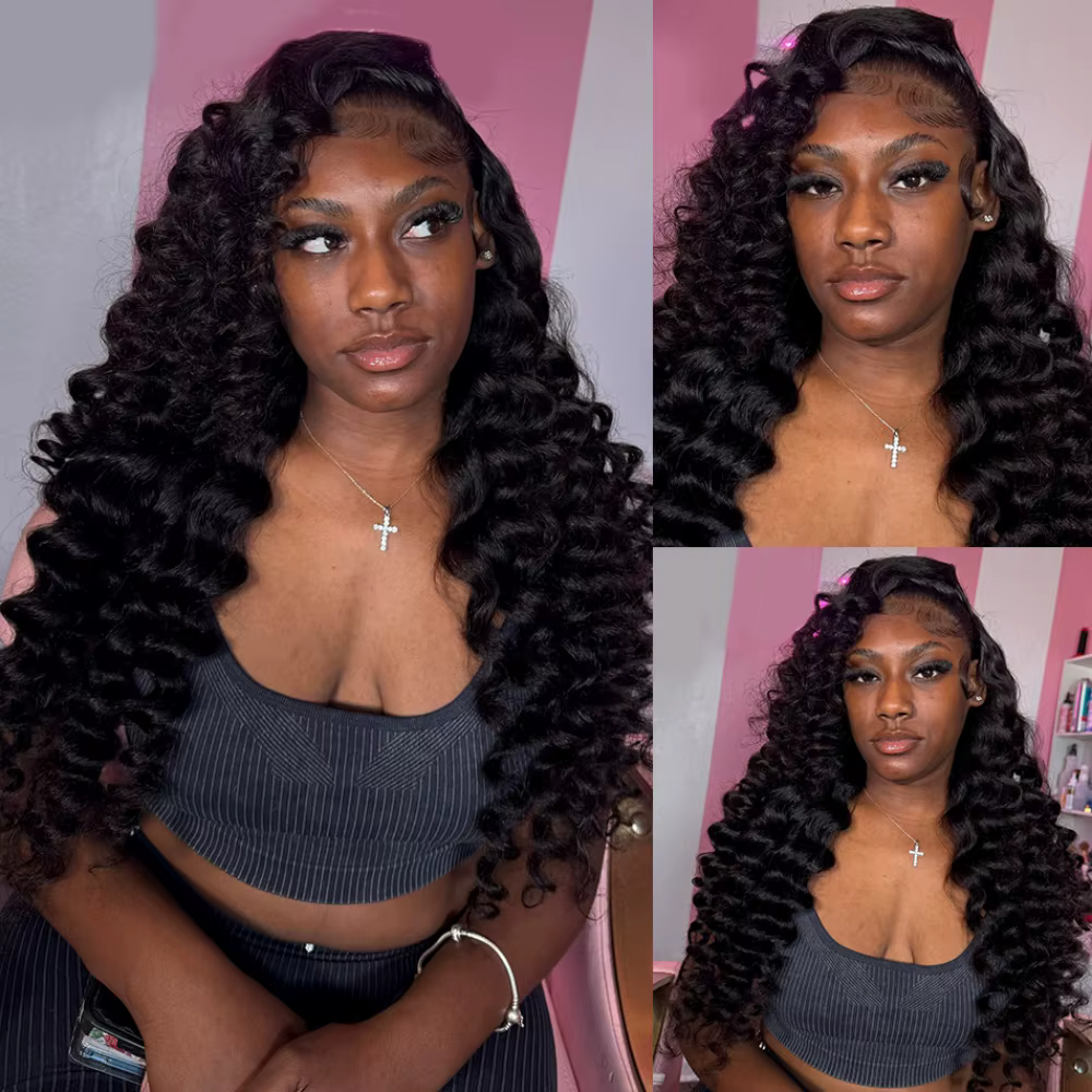 Perruques Lace Front 13x6 en Cheveux Humains Ondulés Profonds, 42 Pouces, Bouclées Effet Mouillé, HD