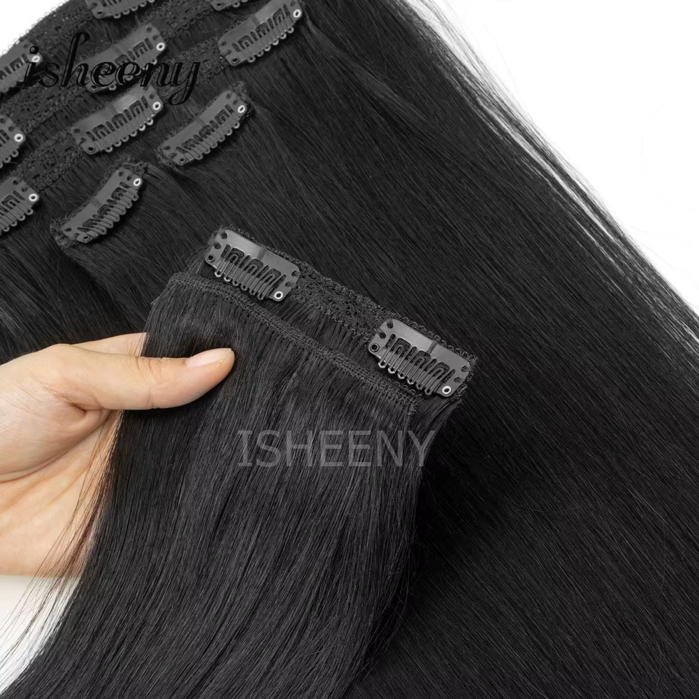 Extensions de cheveux humains à clipser de 12 à 20 pouces, blondes, naturelles, brésiliennes, Remy, 