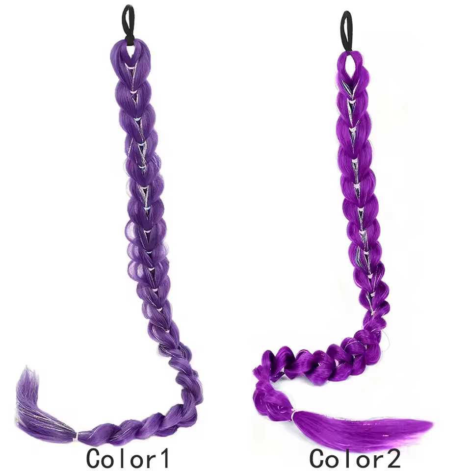 Perruque tressée violette synthétique extra longue de 32 po | Métallique chatoyant | Postiche de