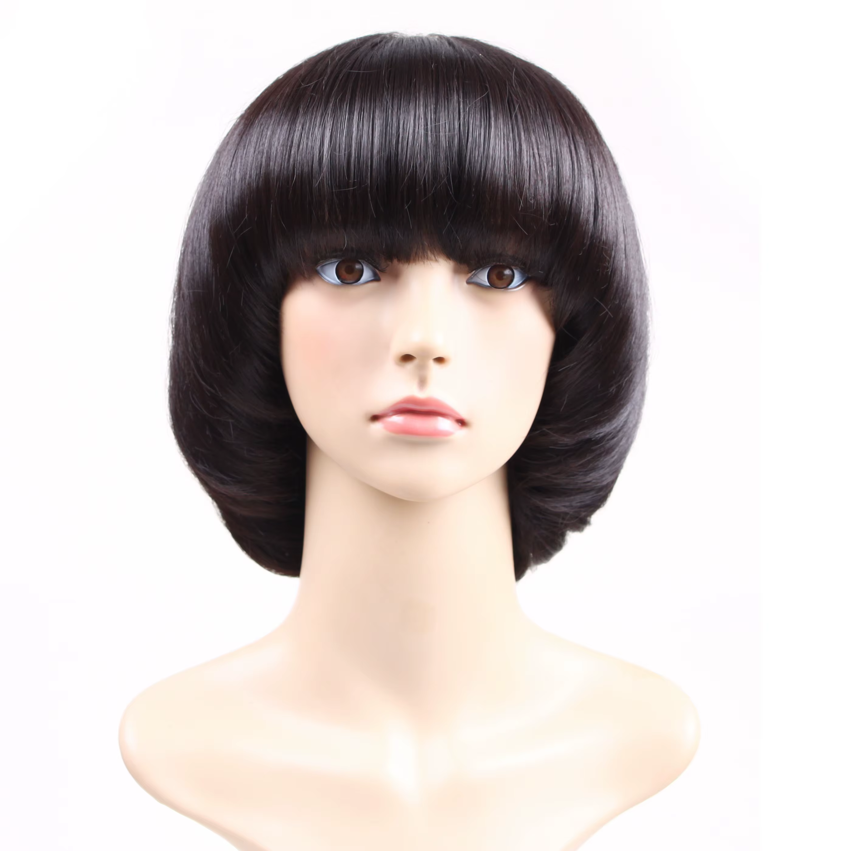Perruque champignon Bob courte pour femmes à la mode avec boucles intérieures, fibre synthétique, sa