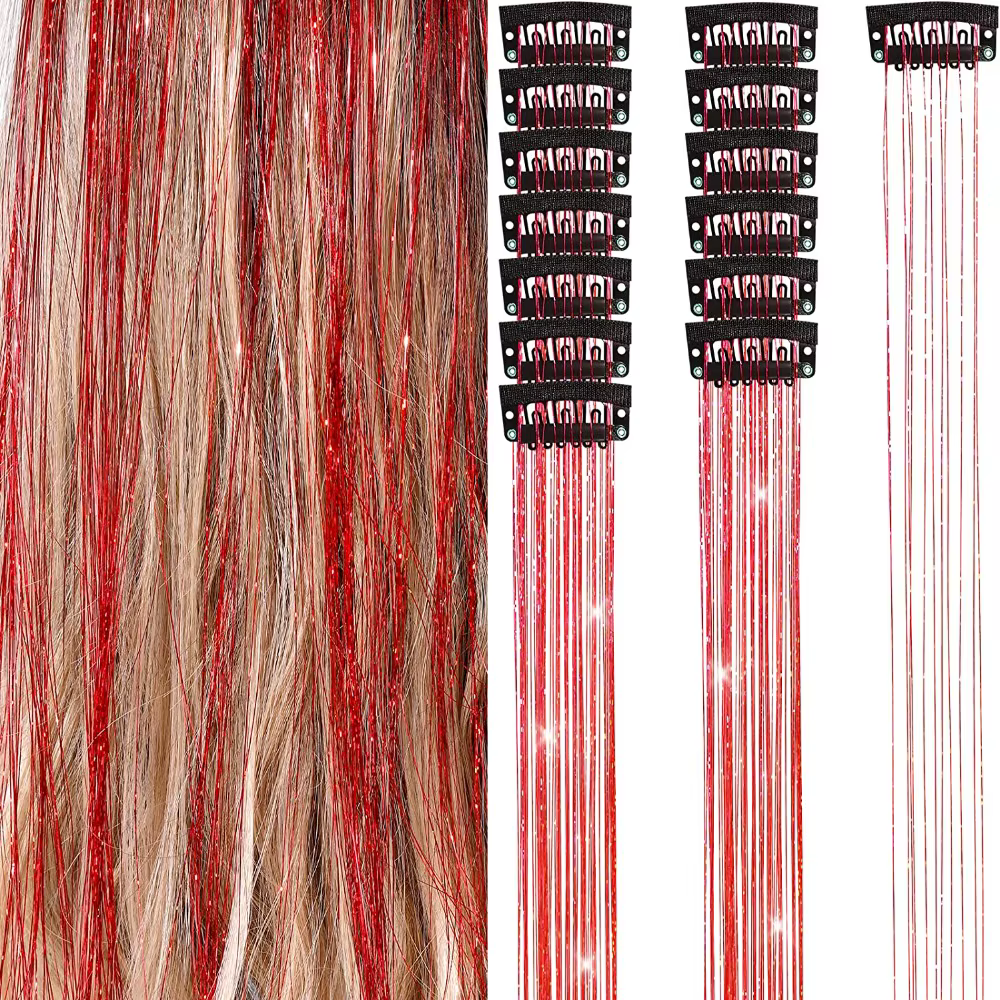 Extensions de cheveux à clipser tendance, mèches colorées brillantes, cheveux de fée, mèches longues