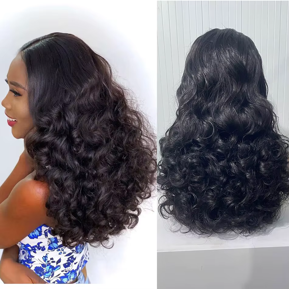 100% cheveux humains 250 densité mettre en évidence Ombre Double dessiné vague de corps gonflable 13