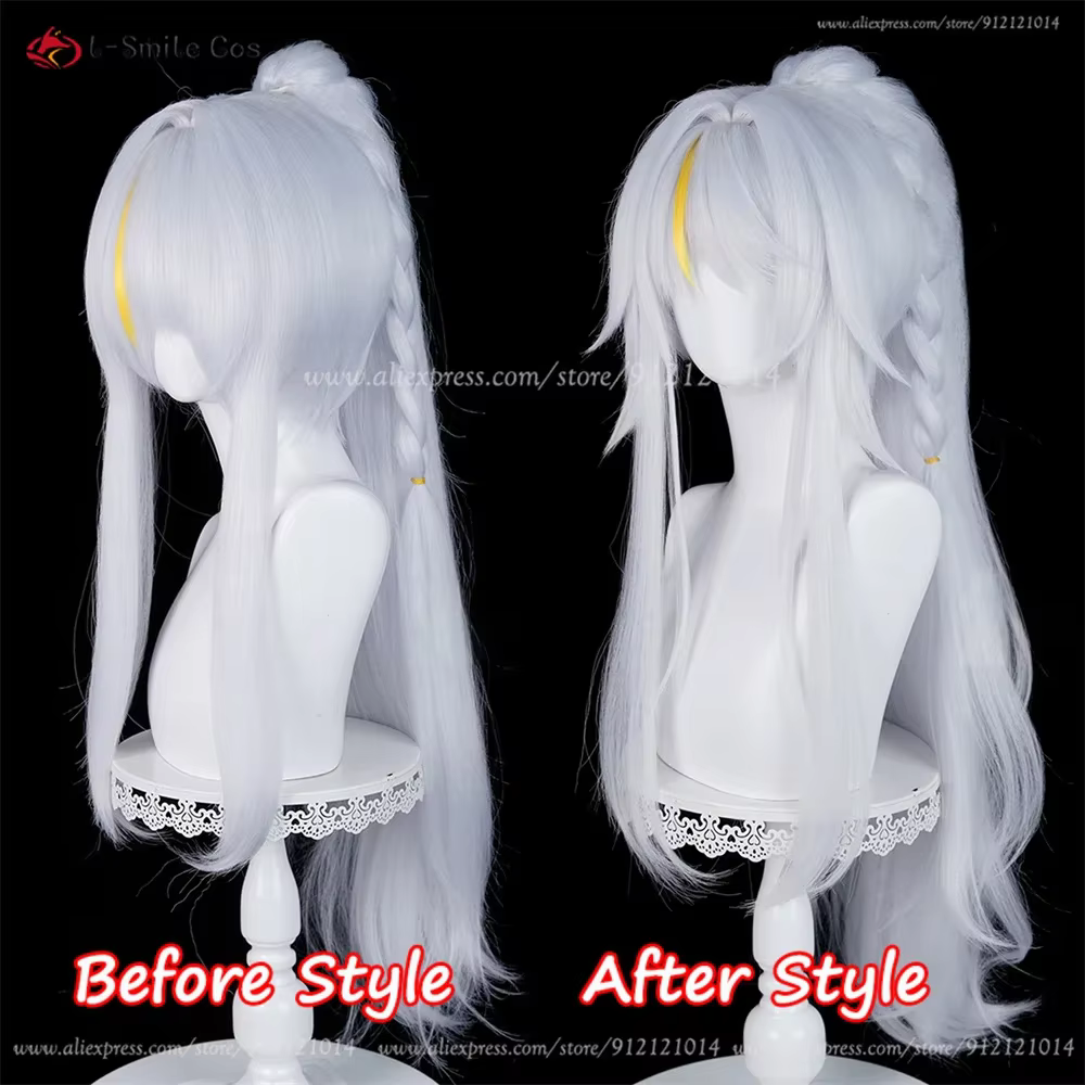 Zibai – perruque de Cosplay synthétique résistante à la chaleur, 85cm, mèches argentées, pré-crépées