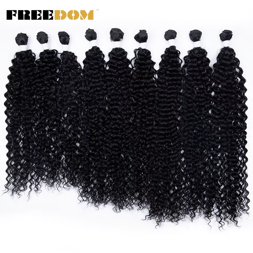 Extensions de cheveux synthétiques bouclés crépus FREEDOM 22 24 26 pouces, tissage de cheveux ombrés