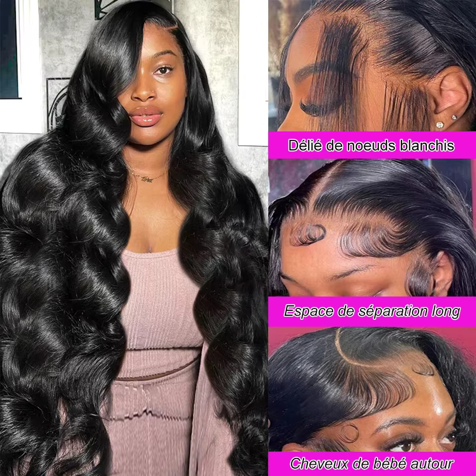 Perruques Bling Hair en cheveux humains, densité 180, ondulées, avec frontal en dentelle 13x6 et 13x