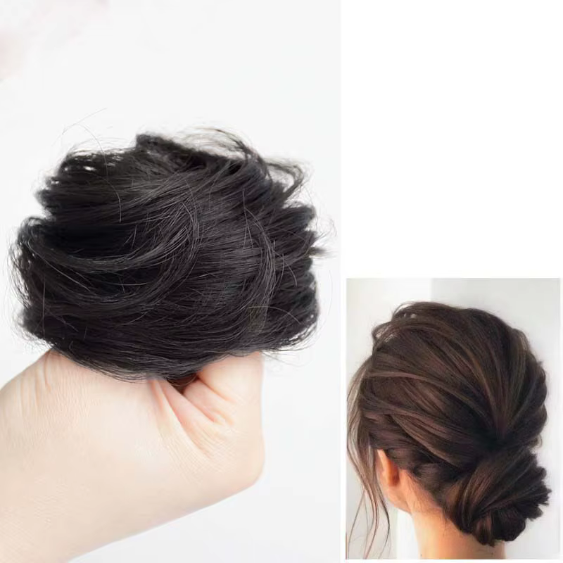 Chignon synthétique bouclé et lisse, chouchous en désordre, bandes de cheveux Updo, postiches élasti