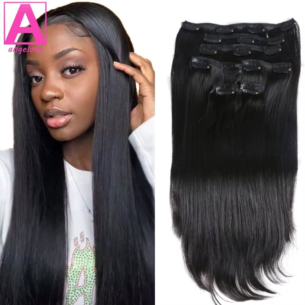 Clip droit dans l'extension de cheveux cheveux humains 120 g/ensemble pince droite dans l'extension