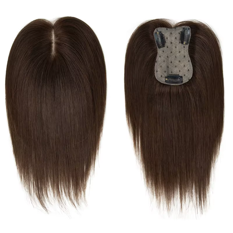 Toppers de vrais cheveux humains pour femmes Quotidien 360 °   Pièces de cheveux 3D avec mise à nive