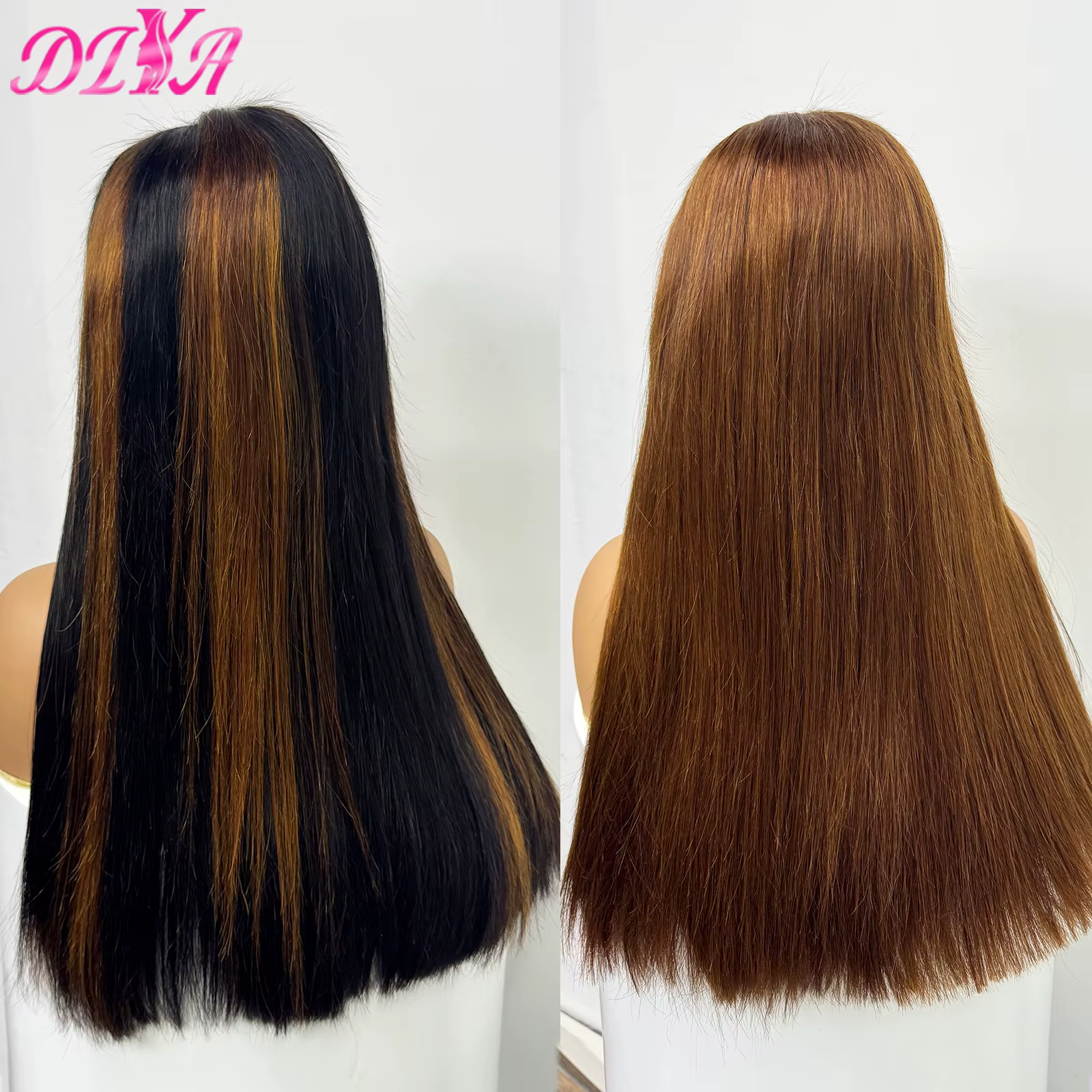 5x5 dentelle transparente sans colle perruque de cheveux humains 300% densité 24 pouces Double os de
