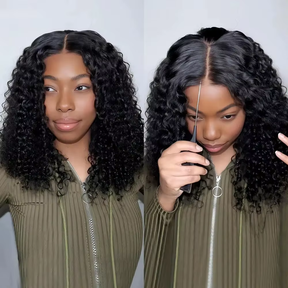 Perruque Bob Courte Sans Colle 200 Densité, 12 Pouces, Ondulée Profonde, Lace Front, Cheveux Humains