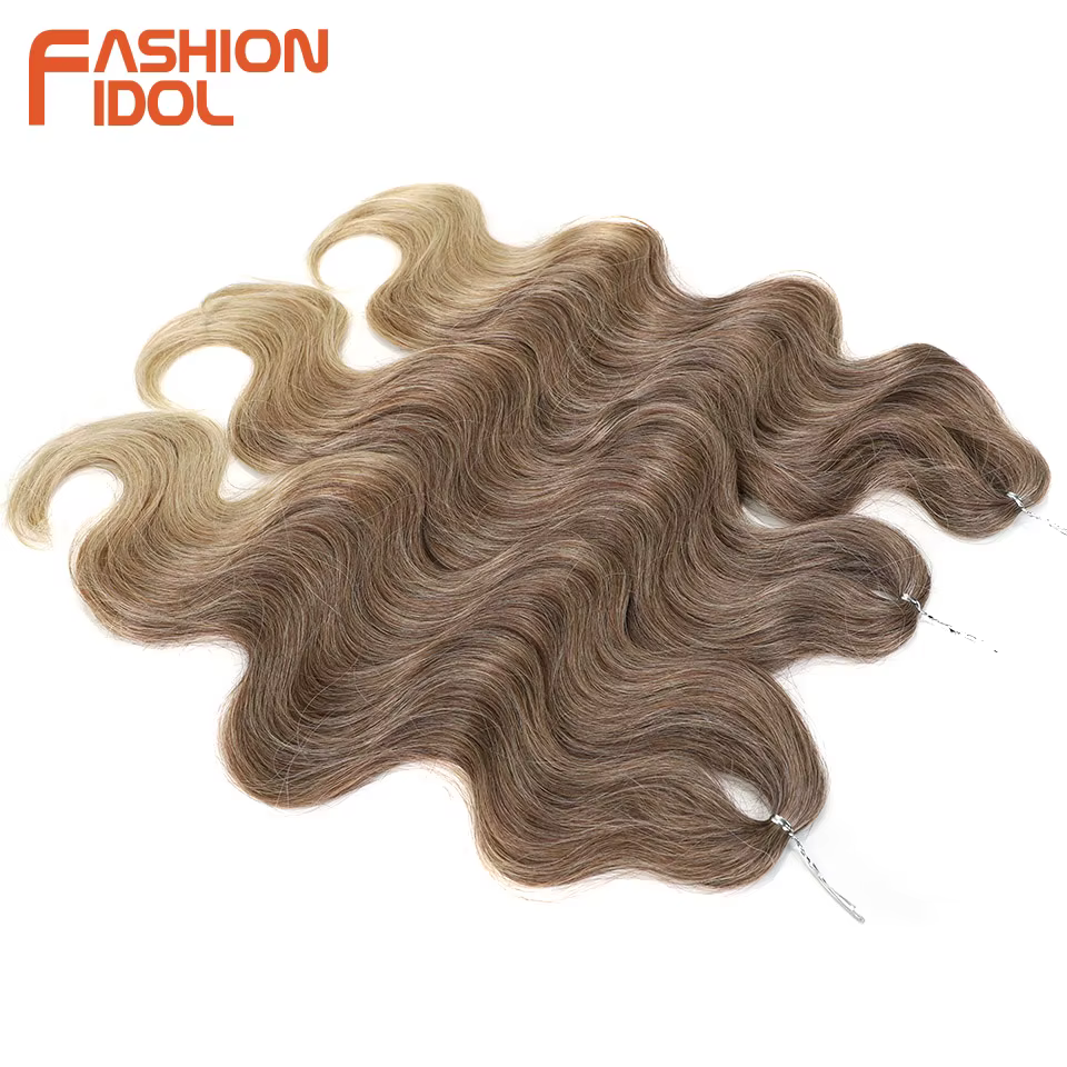 FASHION IDOL 24 pouces vague de corps Crochet cheveux 3 pièces tresses de cheveux synthétiques faux