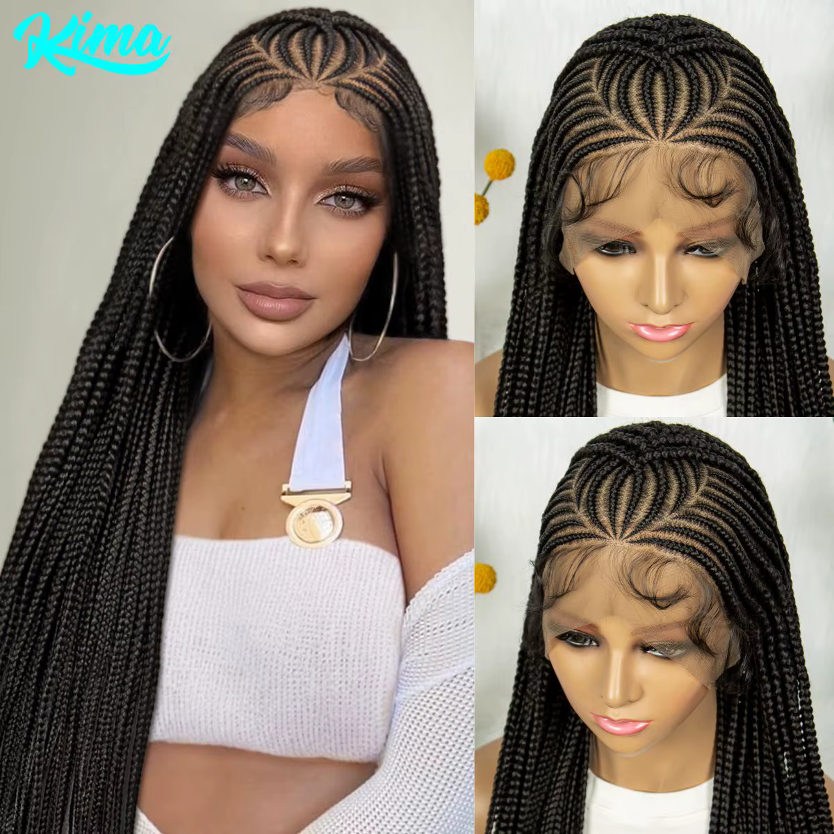 Perruque synthétique tressée pour femmes noires, 36 pouces