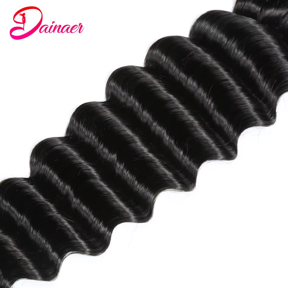 Tissage en Lot Brésilien Naturel Deep Wave avec Closure, 4x4
