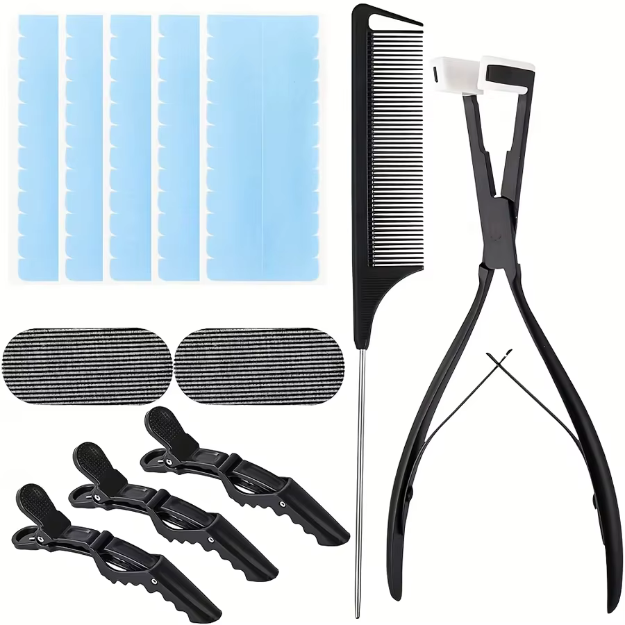 Kit d'outils professionnels pour extensions de cheveux, pinces à sceller les extensions adhésives, p