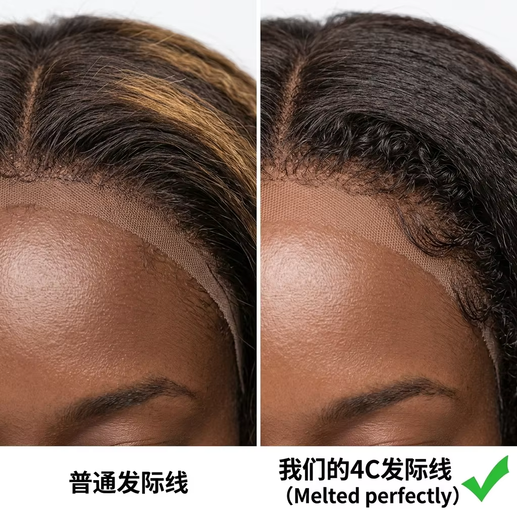 Perruques de cheveux humains raides et bouclés 4C avec bordures naturelles, perruque sans colle 5x5 