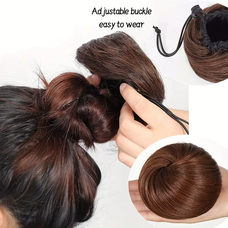 WIGSIN – Chignon synthétique court et lisse, Extension capillaire à Clip, postiche noire et brune po