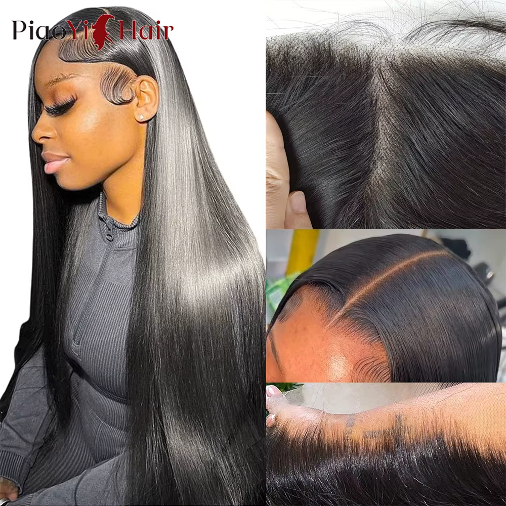 Perruque Lace Frontal Wig brésilienne naturelle, cheveux lisses, 13x6, 13x4, HD, pre-plucked, 4x4, 5
