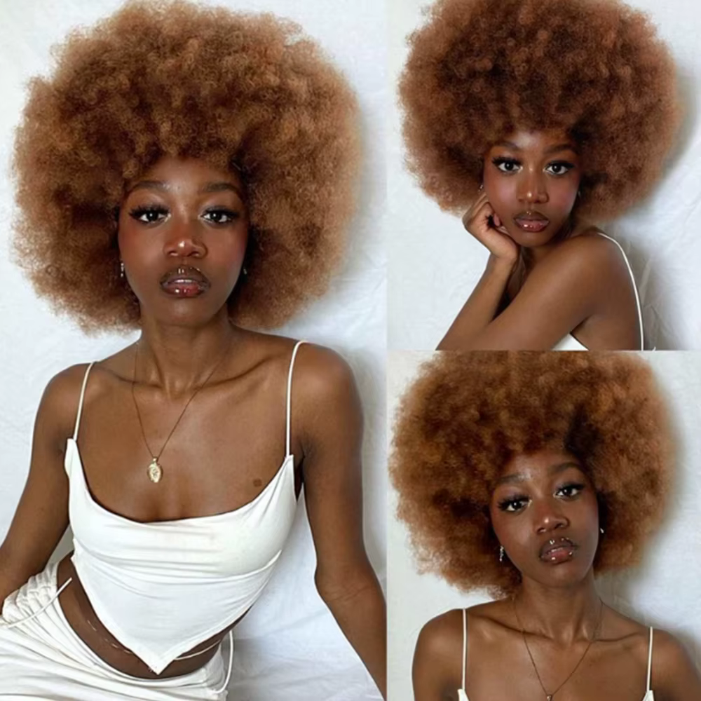 Perruque synthétique Afro bouclée et crépue pour femmes, perruques bouffantes noires et douces des a