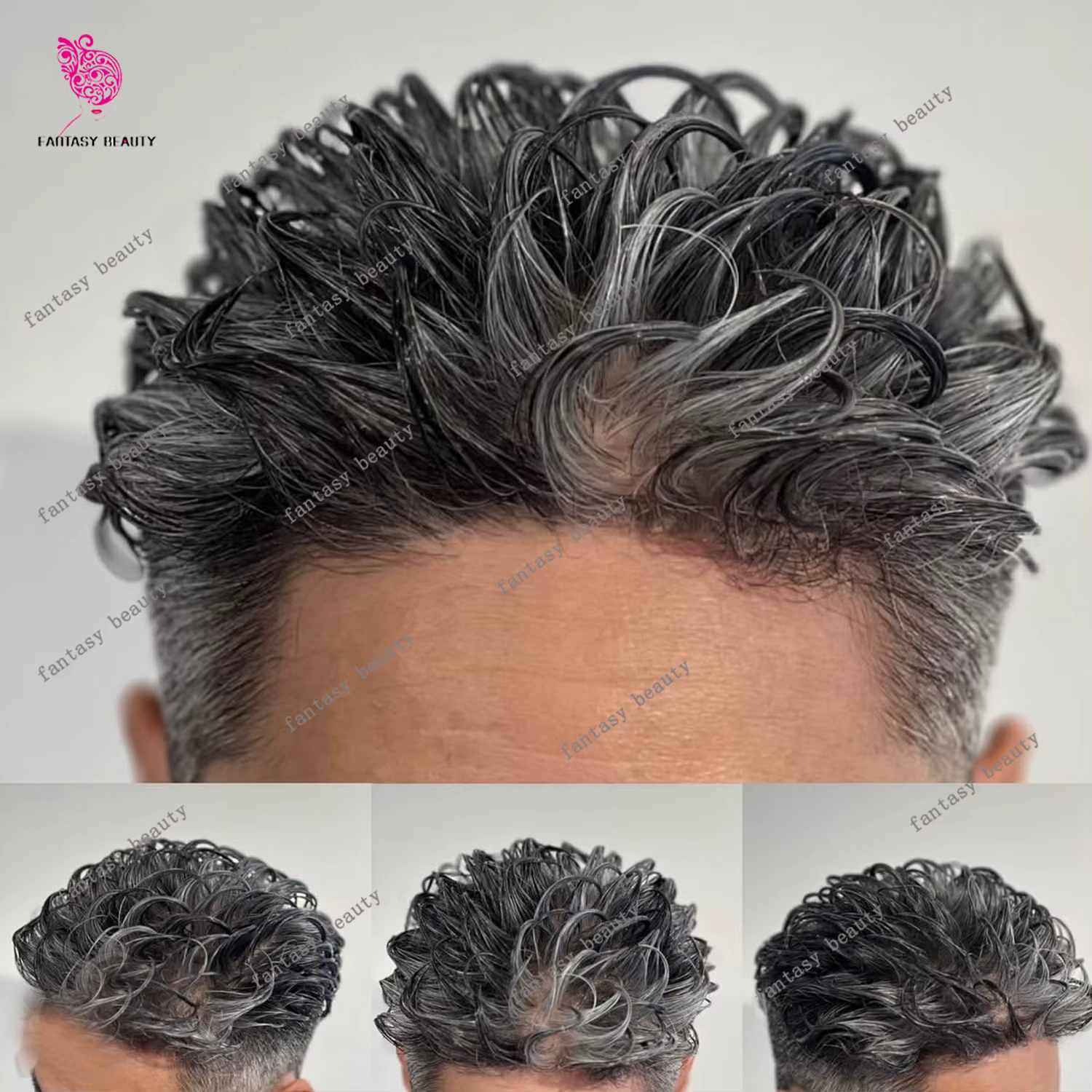 Perruques de cheveux naturels non détectables, naissance des cheveux grise 1b40 1b80, pour vieil hom