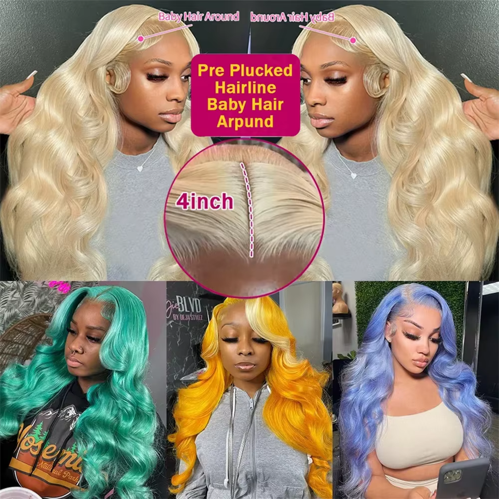 Perruque de cheveux humains blonds ondulés de 30 pouces avec dentelle frontale 13x6 HD, pré-épilée 6
