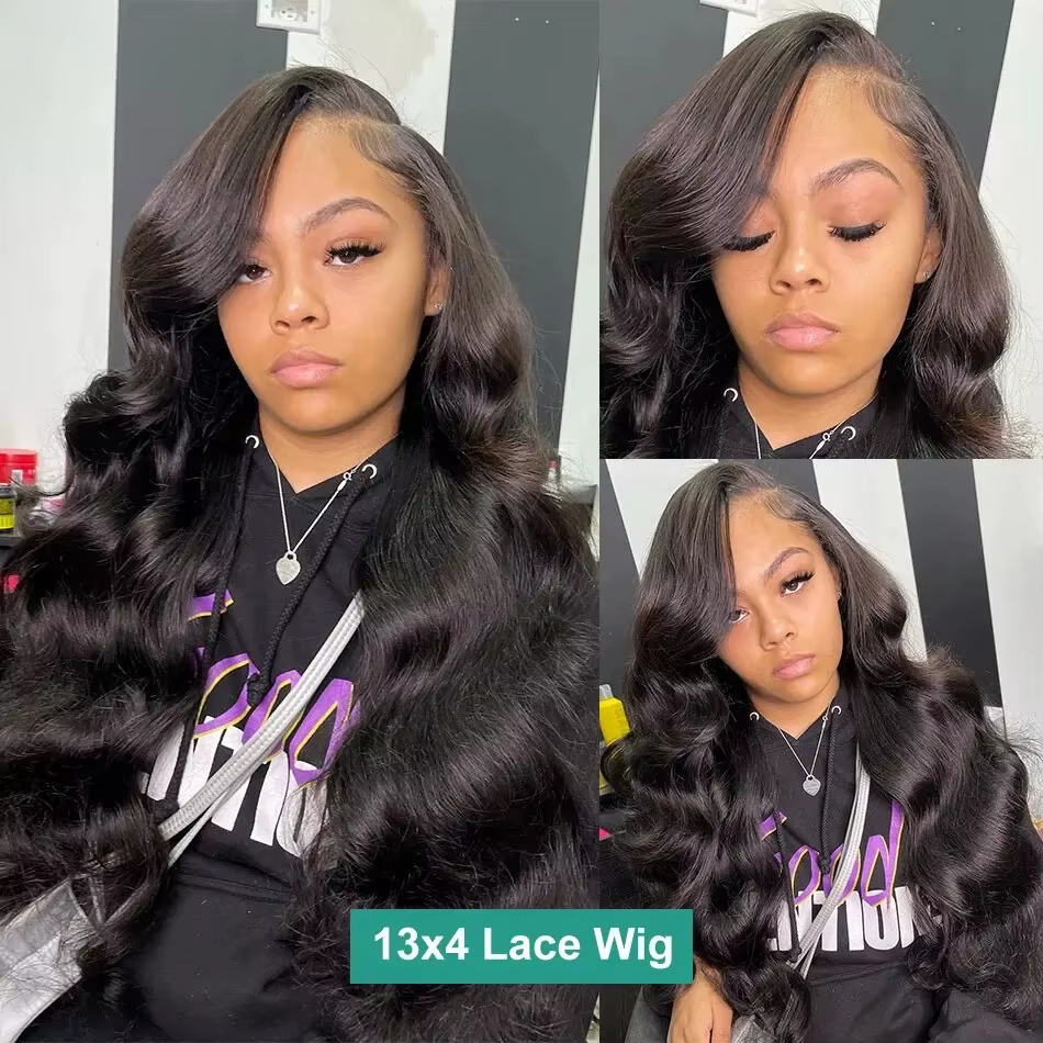 Perruque Lace Front Wig Body Wave Brésilienne Naturelle, Cheveux Humains Transparent, 13x4, HD, Pre-