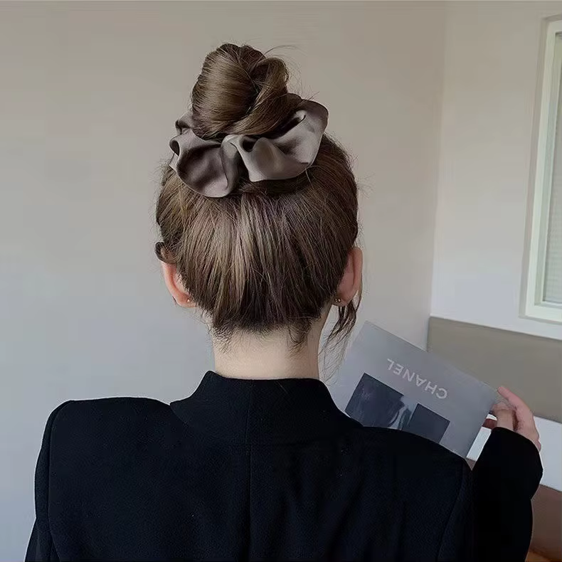 Chouchous élastiques en soie élégants pour femmes et filles, couleur unie, élastique pour queue de c