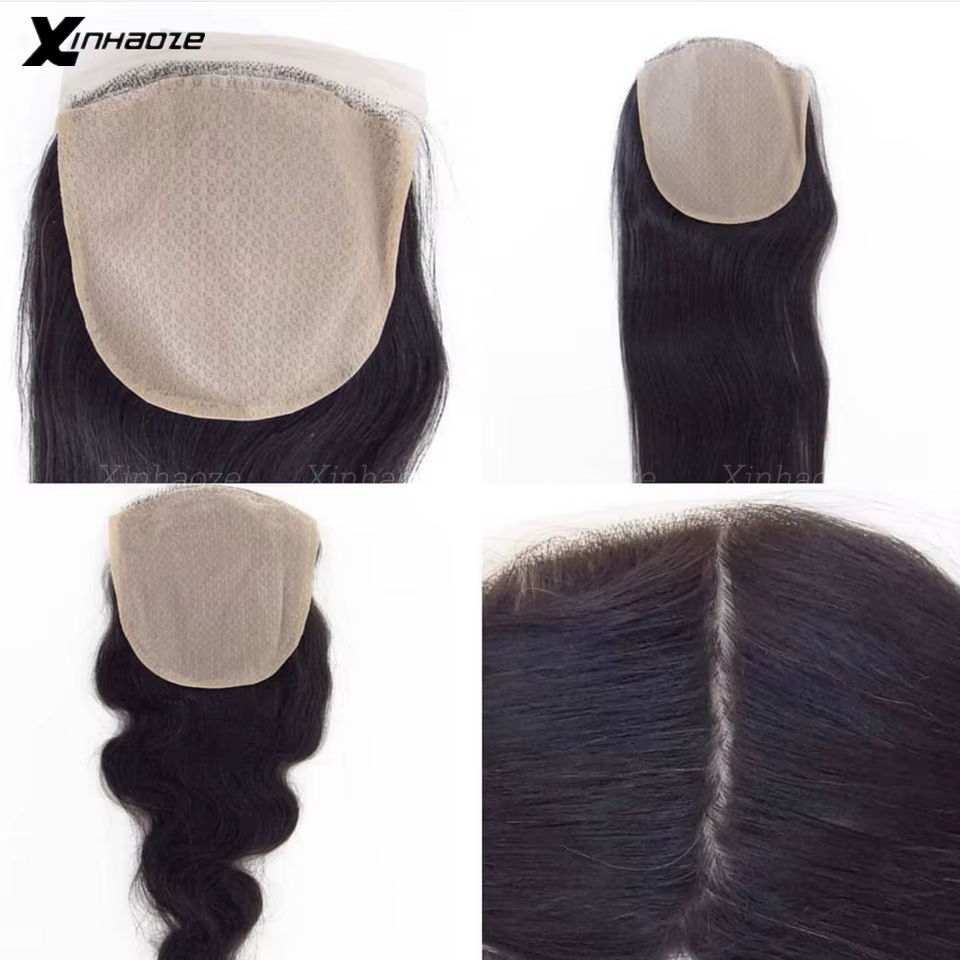 # 4 fermeture de Base en soie j5x5 brun foncé fermeture de cheveux humains brésiliens fermeture de v