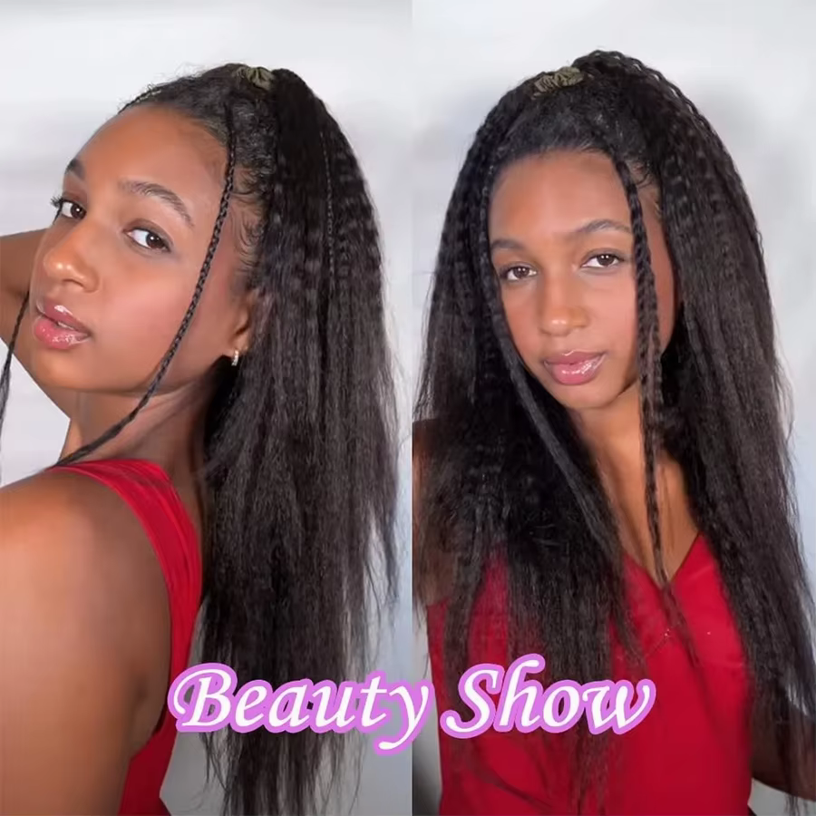 Extensions de cheveux humains au crochet Kinky Straight, pré-séparées, sans nœuds, en lots, effet pl