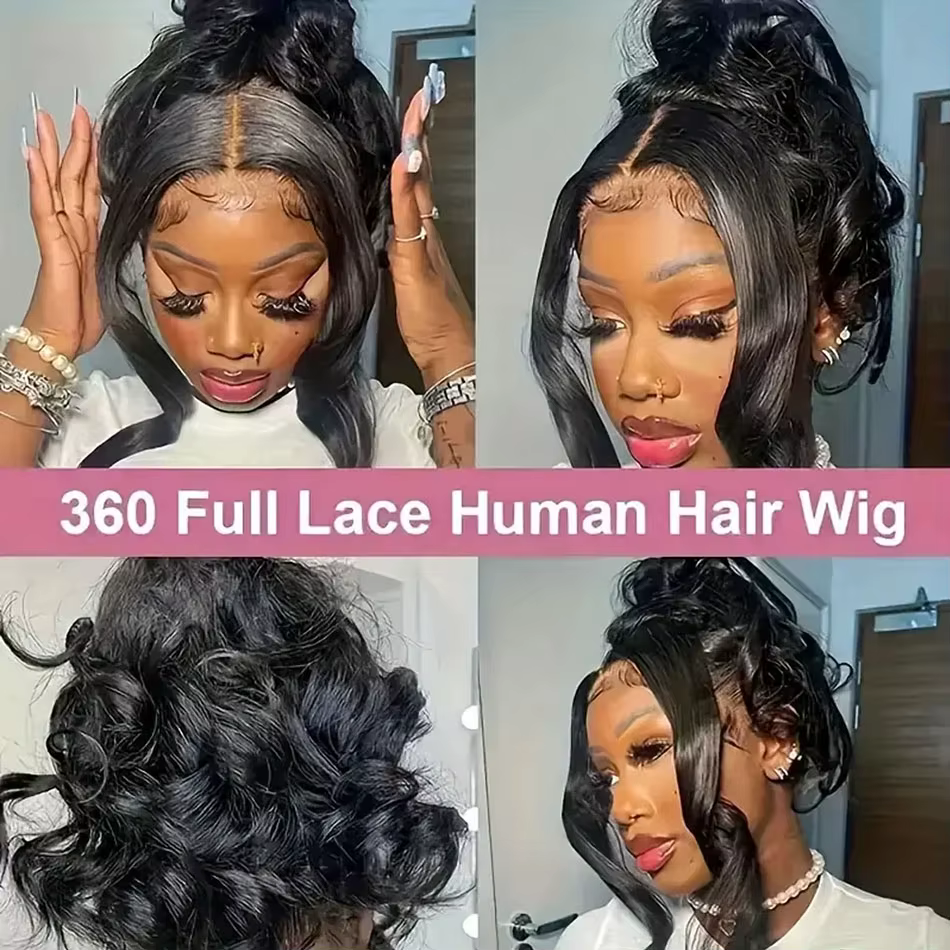 Perruques en cheveux humains ondulés, Perruque 360 Full Lace pré-épilée, Perruque frontale HD Lace 1