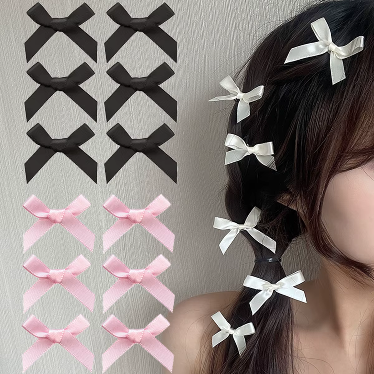 Ensemble d'accessoires pour cheveux pour femmes, rubans colorés, nœuds, pinces à cheveux, sangles à