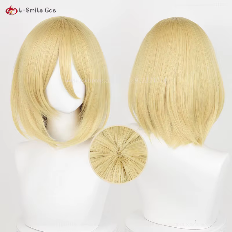 Anime Annie Leonhart Cosplay perruque 36 cm doré femme Titan Annie Leonhart Anime perruque résistant
