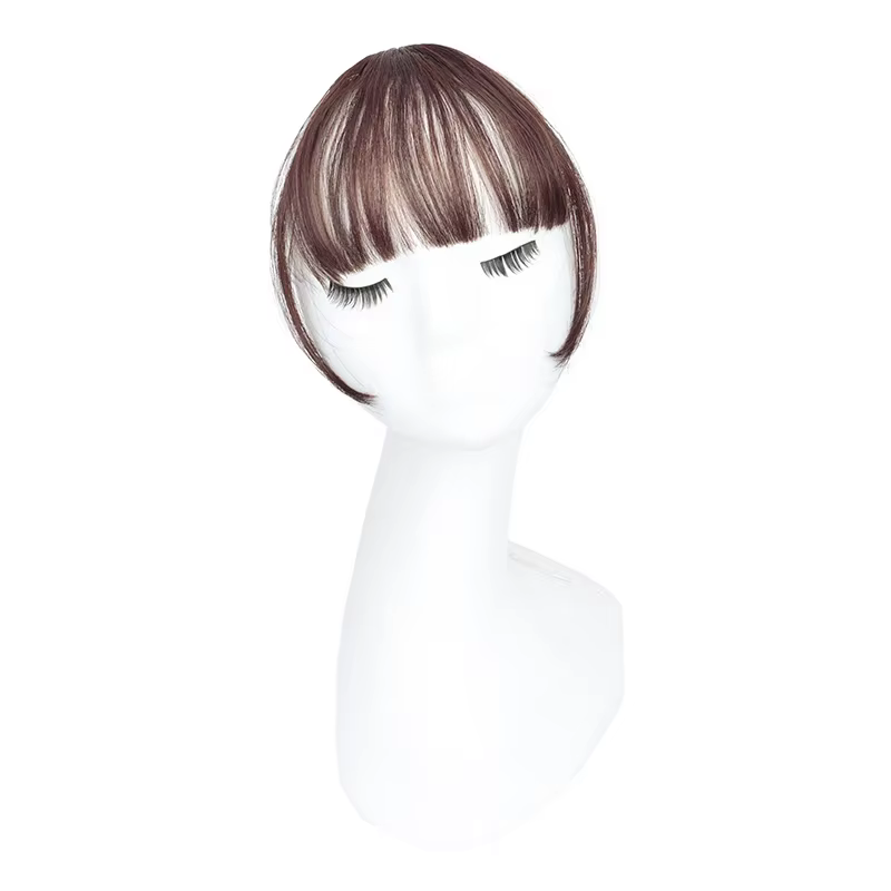 Extensions de cheveux invisibles Air Bangs : Postiche synthétique à franges frontales - Noir et marr