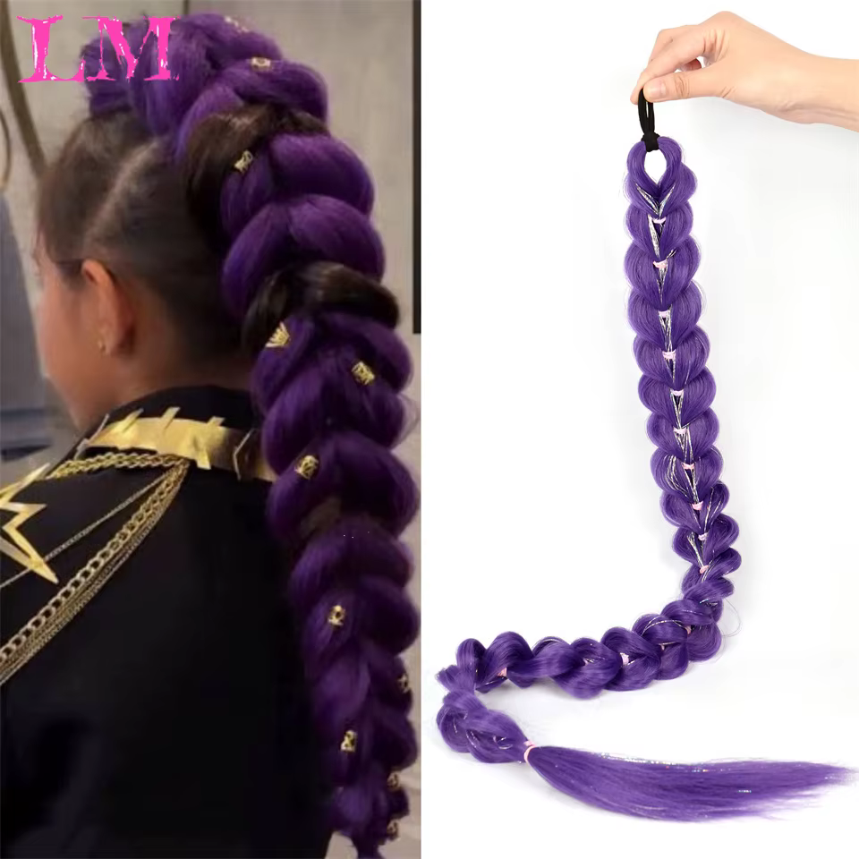 Extensions de cheveux synthétiques LM de 32 pouces, longues, violettes, pour tresses, cheveux de tre