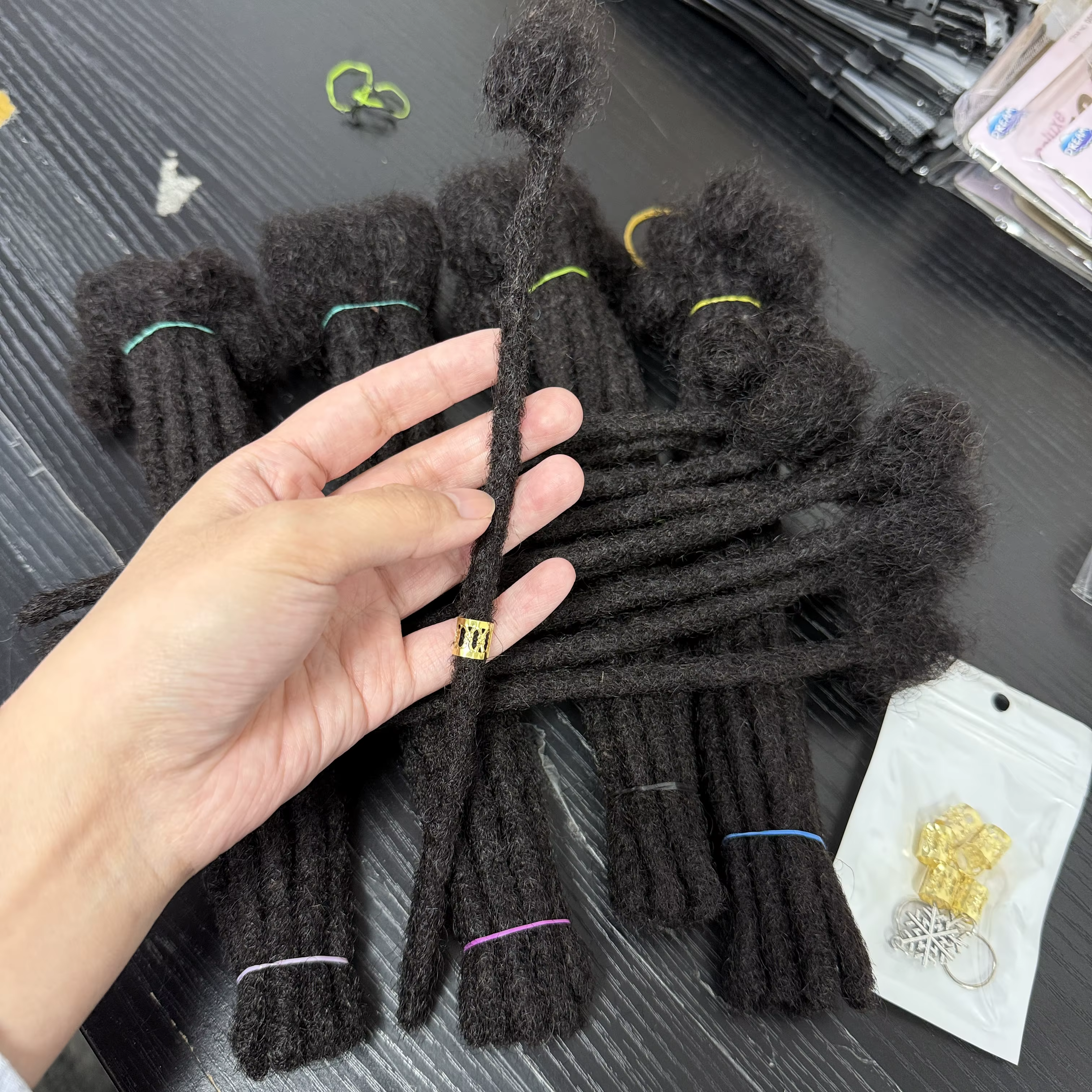 Extensions de dreadlocks Nabi Regular Locs en cheveux humains naturels, largeur 0,6 cm, dreadlocks e