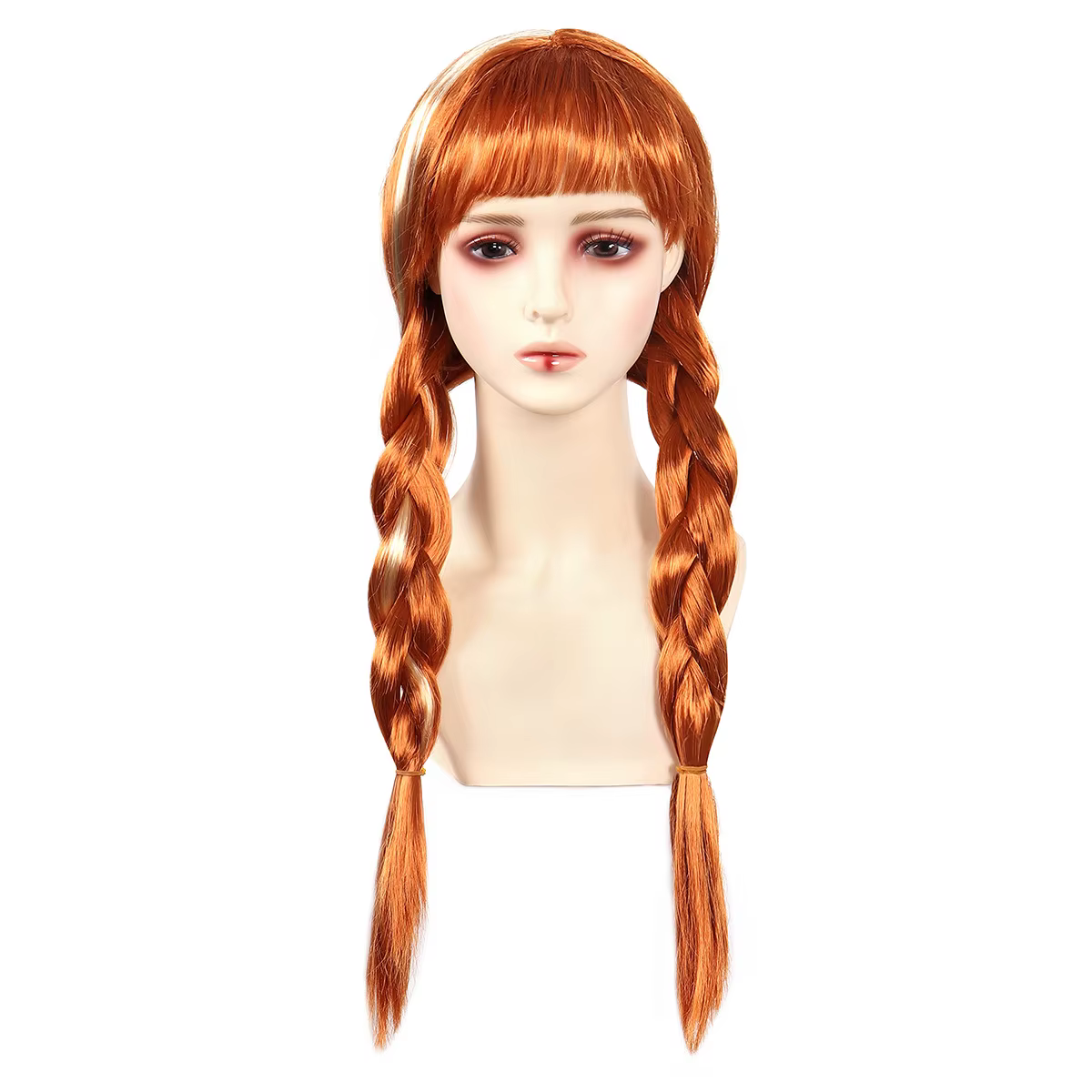 Anna Cosplay perruque princesse tressé longue marron ondulé résistant à la chaleur cheveux synthétiq