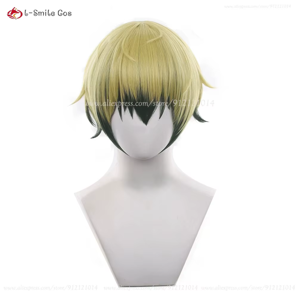 Perruque de Cosplay Zenin Naoya, 30cm, vert noir/jaune noir, pour hommes, perruque de Cosplay Anime,