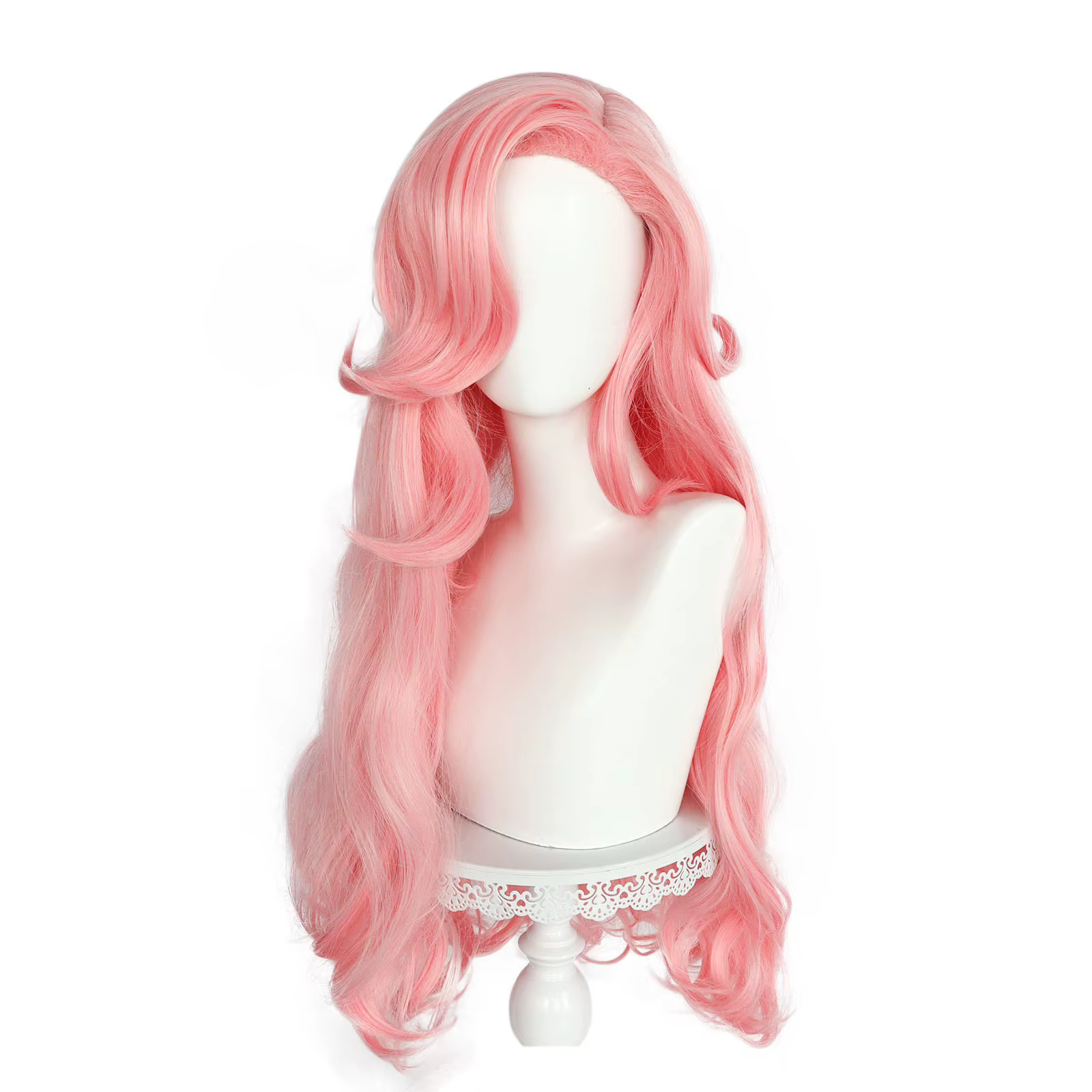 Perruque synthétique longue et bouclée rose à franges - Pour le cosplay de Fluttershy de My Little P