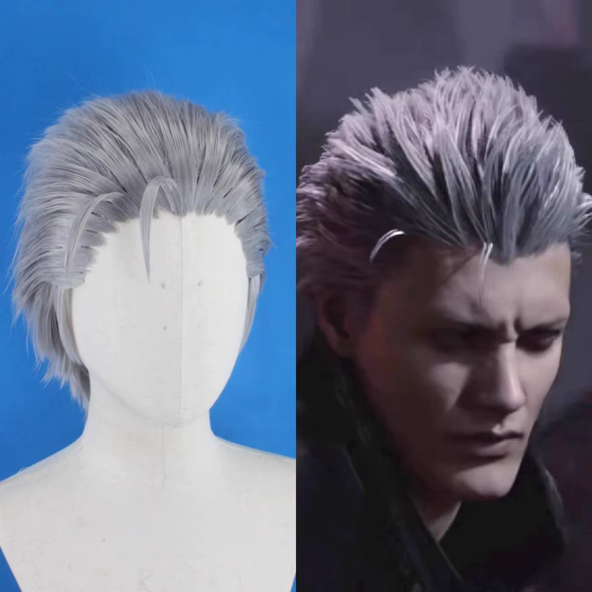 Perruque de Cosplay Devil May Cry Vergil, perruque personnalisée gris foncé