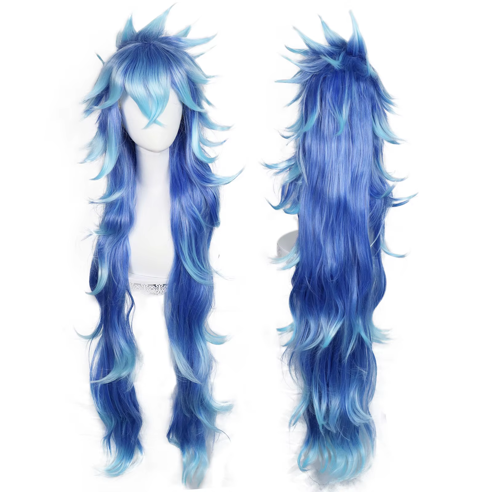 Perruque de Cosplay synthétique bleue longue ondulée pour Cosplay, pour fête de carnaval, perruque d