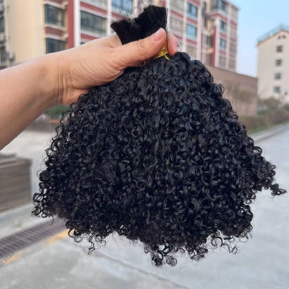 Afro crépus bouclés en vrac Extensions de cheveux humains Double dessiné brésilien vierge tressage c