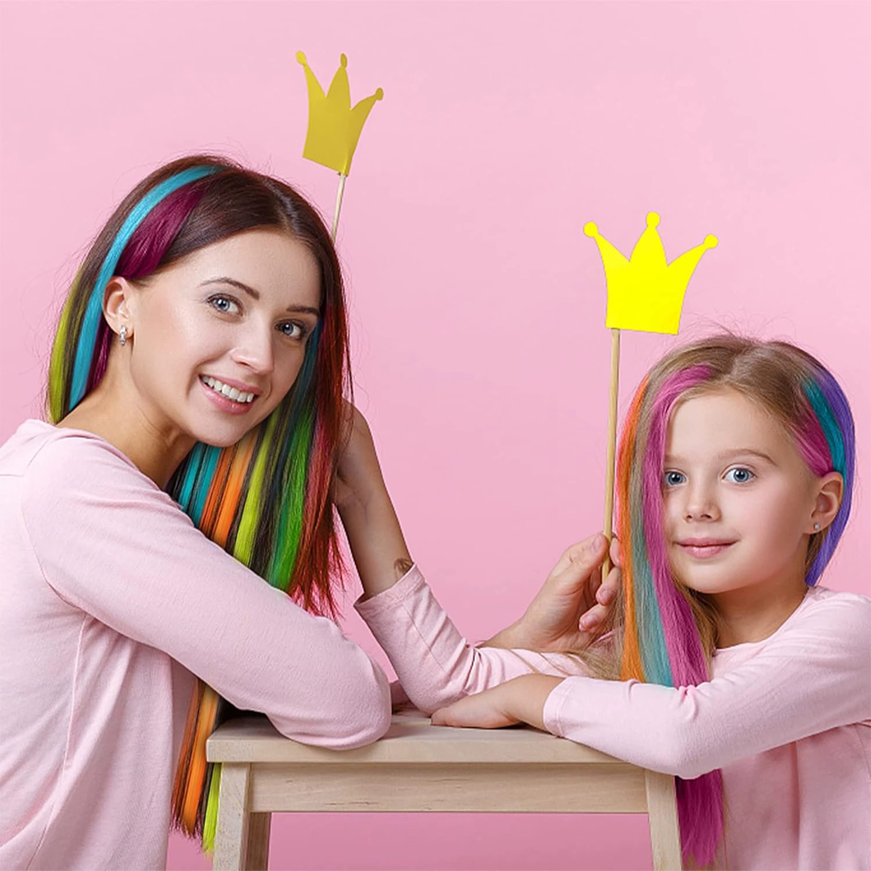VEYDA Extensions de cheveux colorées à clipser pour filles, 22 pouces, couleurs Omber, cheveux raide