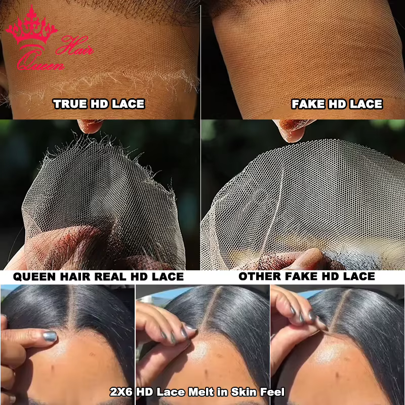 Queen Hair Bone Straight HD 2x6 Lace Closure Wig Kim K Deep Part Lace Raw Human Hair HD Invisible La