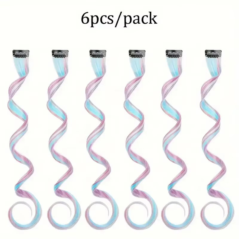 Extensions de cheveux licorne 6 pièces 22 pouces, cheveux bouclés synthétiques à clipser pour femmes