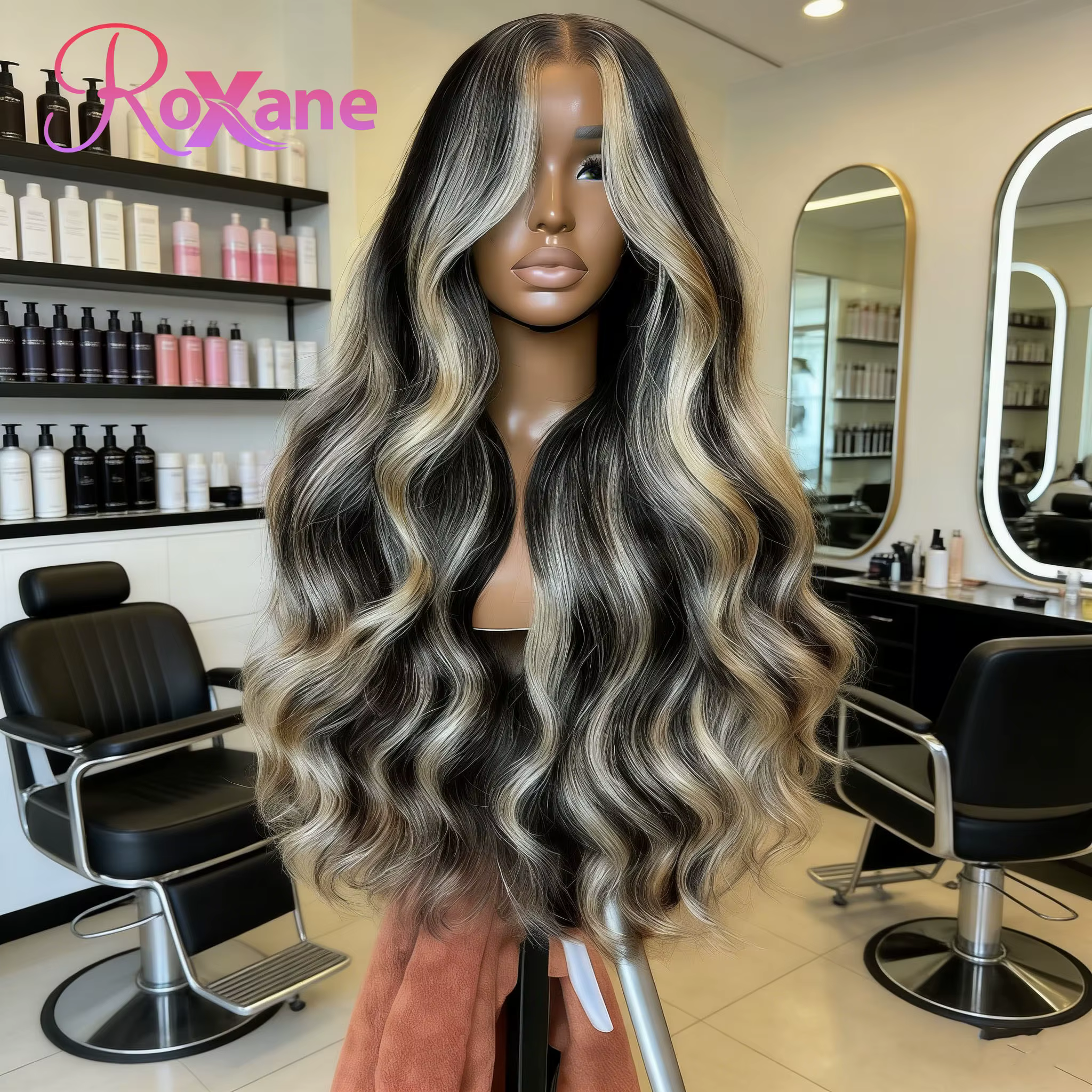 Perruque Body Wave Roxane P1B/27 en cheveux humains, 26-30 pouces, avec dentelle frontale HD 13x4, o