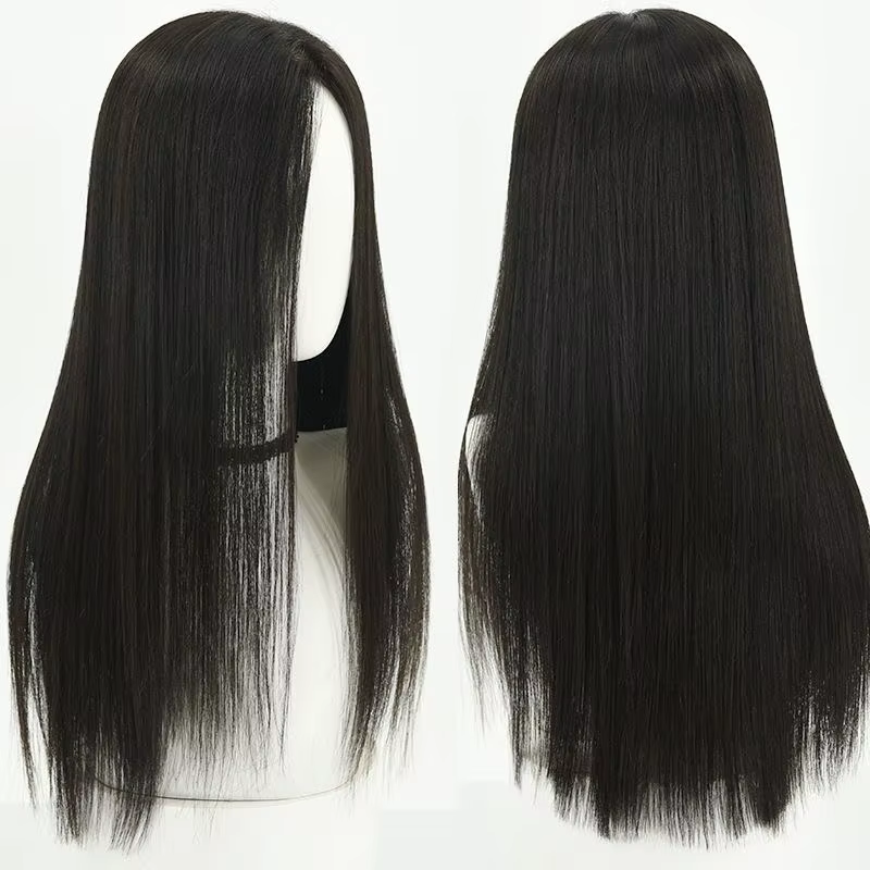 Perruque juive 5x5 à base de soie, cheveux humains avec frontale en PU - Cheveux européens naturels