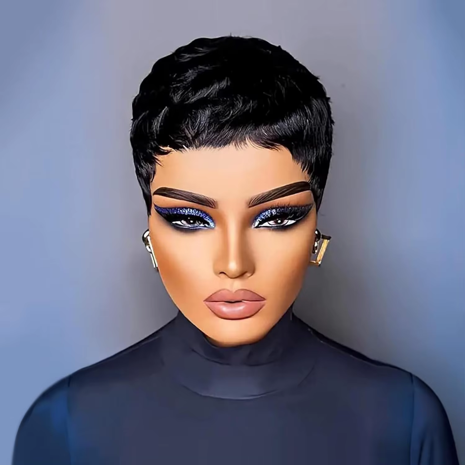 Perruque Brésilienne Naturelle Remy Coupe Pixie, Cheveux Courts, Pré-Plumés, Faite à la Machine, Bon