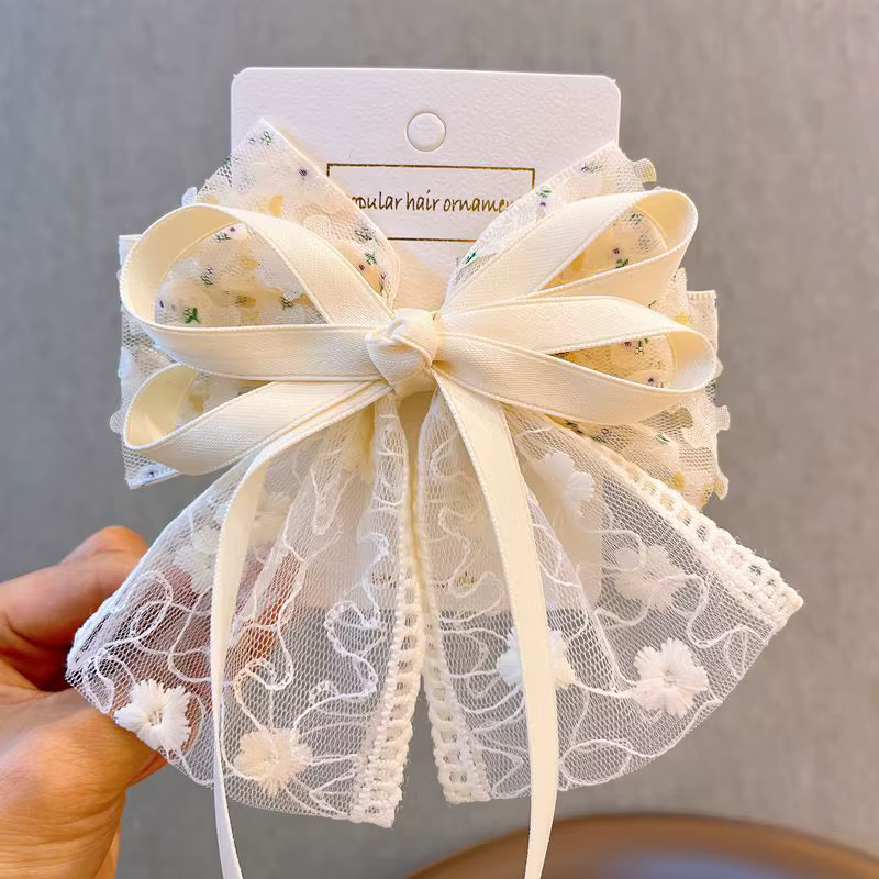 Pinces à cheveux pour femmes, nœud Floral, mignon Kawaii, Barrettes pour filles, ruban en dentelle,