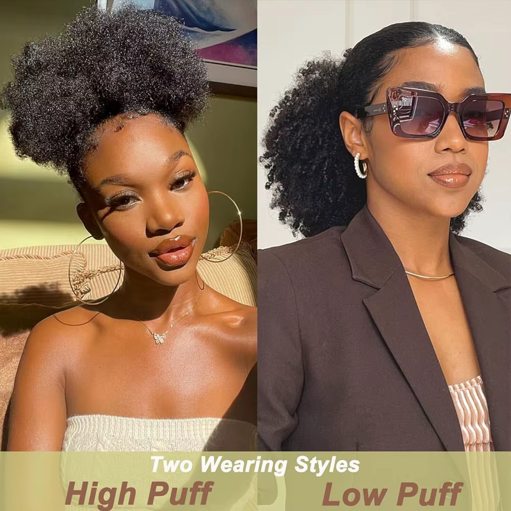 Afro bouffée crépus bouclés cordon queue de cheval Extension de chignon pour les femmes noires synth