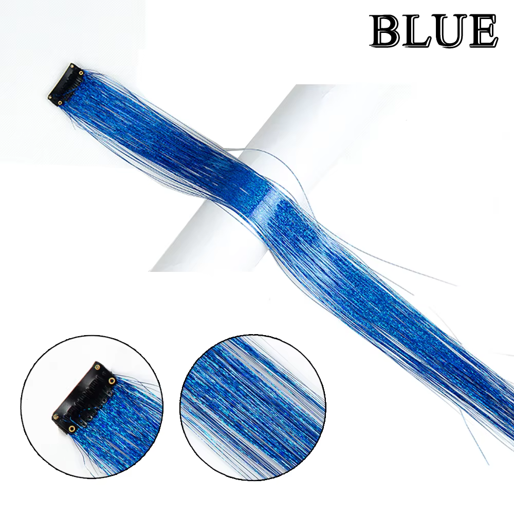 Extensions de cheveux colorés à clipser pour femmes et filles, Tinsel nickel é, Paillettes, Accessoi