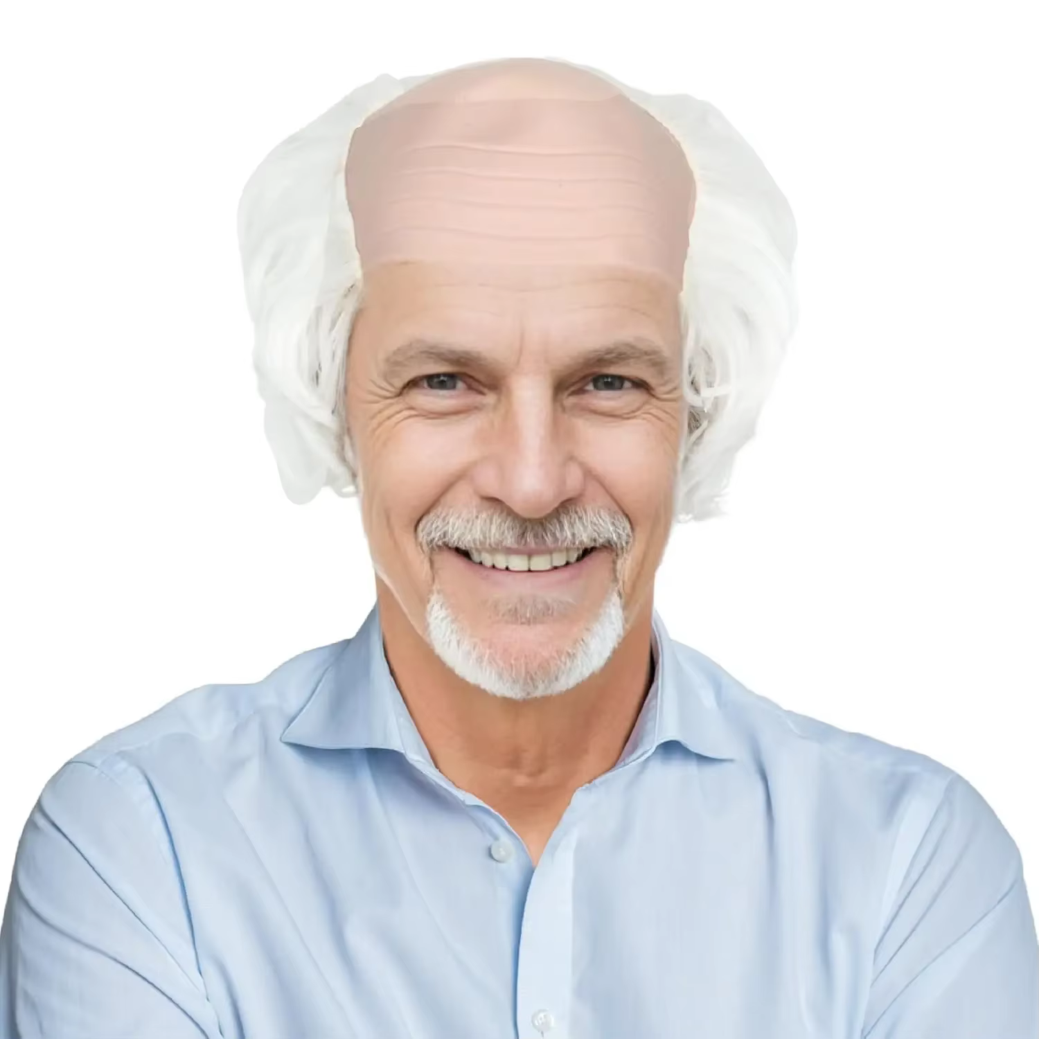 Perruque de vieil homme, casquette chauve blanche avec cheveux sur les côtés, perruque de chauve pou